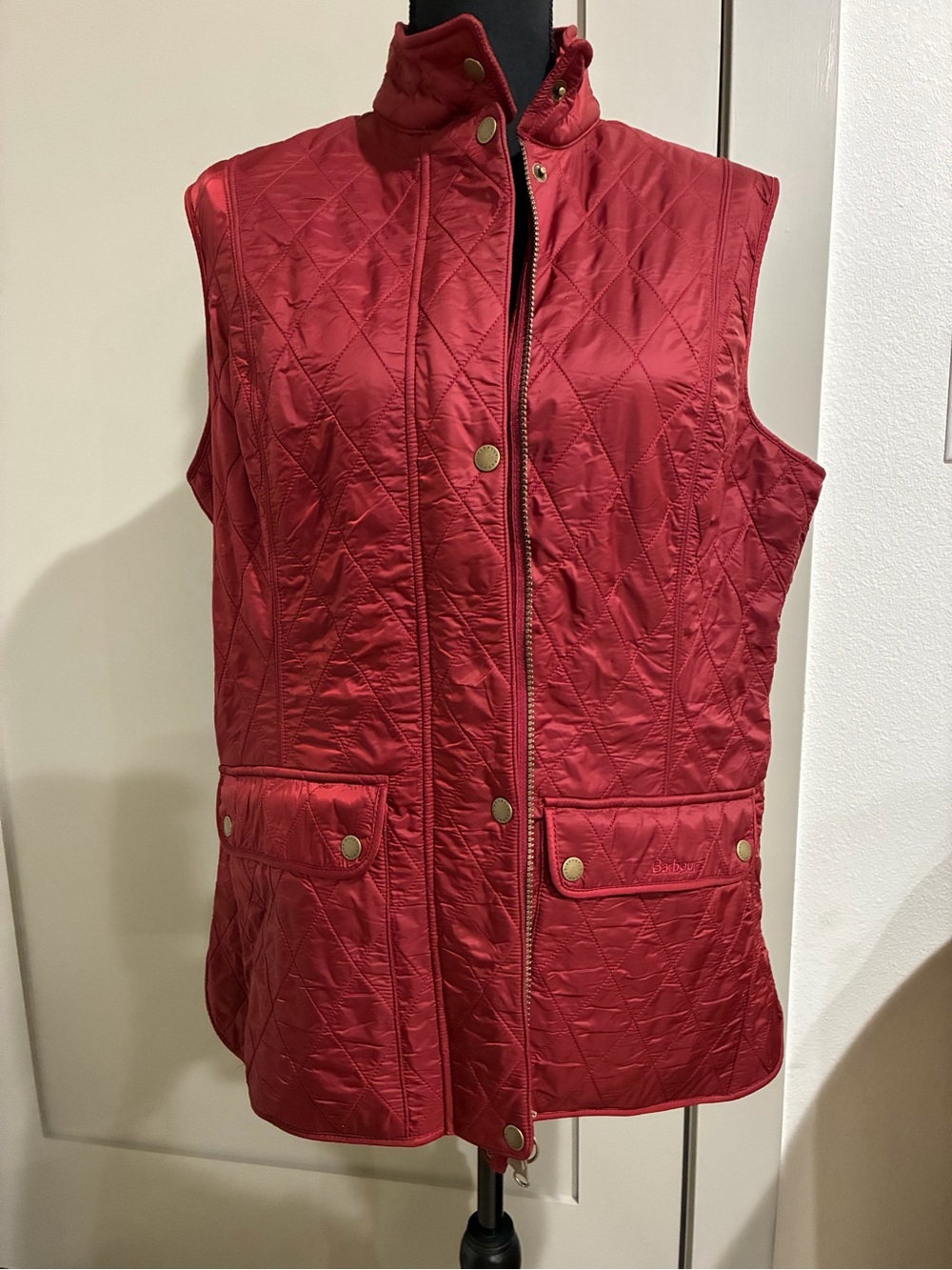Barbour Wray Gilet Quilted Red Women's Vest with Fleece Lining